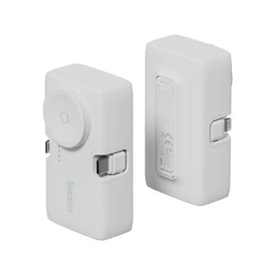 bazic gopower koda, 2in1 5000mah foldable usb-c / lightning pin powerbank with apple watch charger - vanilla